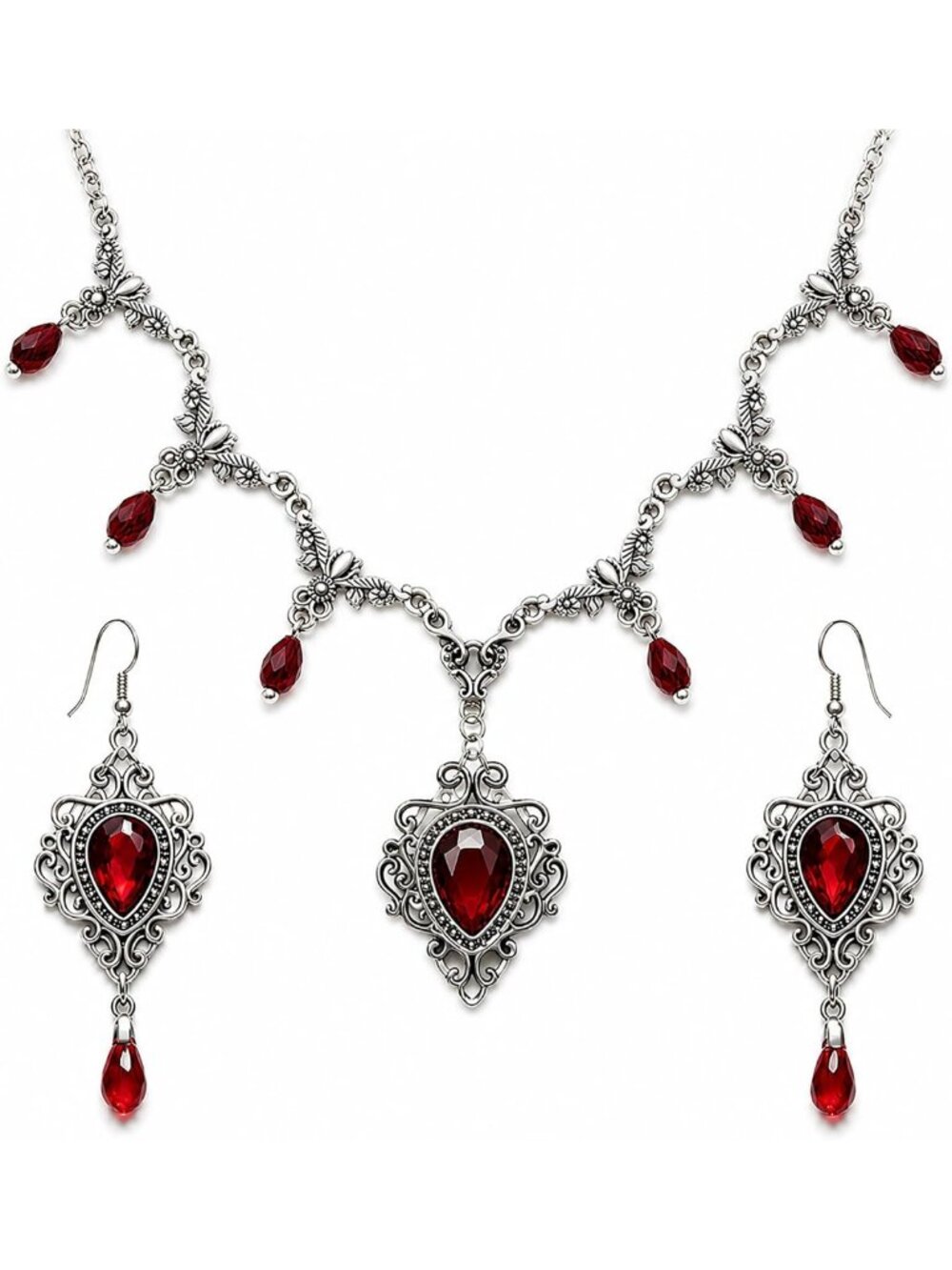 Gothic Halloween Jewelry Set for Women - Spooky Charm Necklace & Earrings